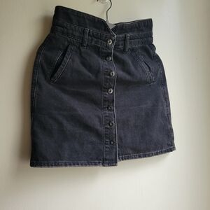 Pilcro and the Letterpress Charcoal Button-Front Mini Skirt